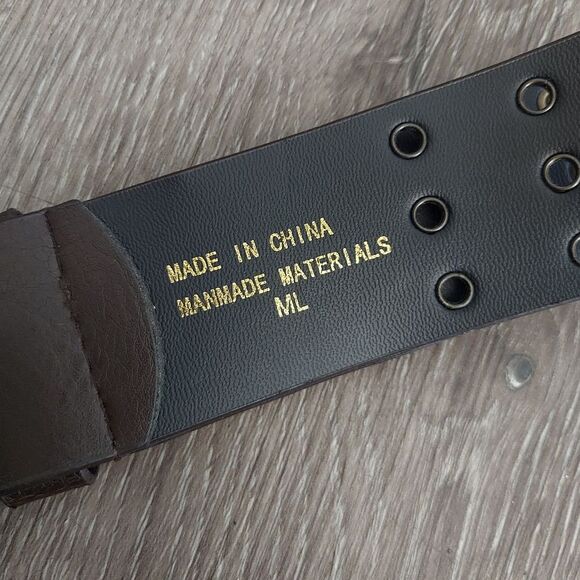 Brown Three Row Grommets Belt - Faux Leather - M/L - Picture 3 of 5